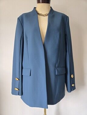 Donna Karan NY Teal blue Blazer with Gold Buttons. Size 16